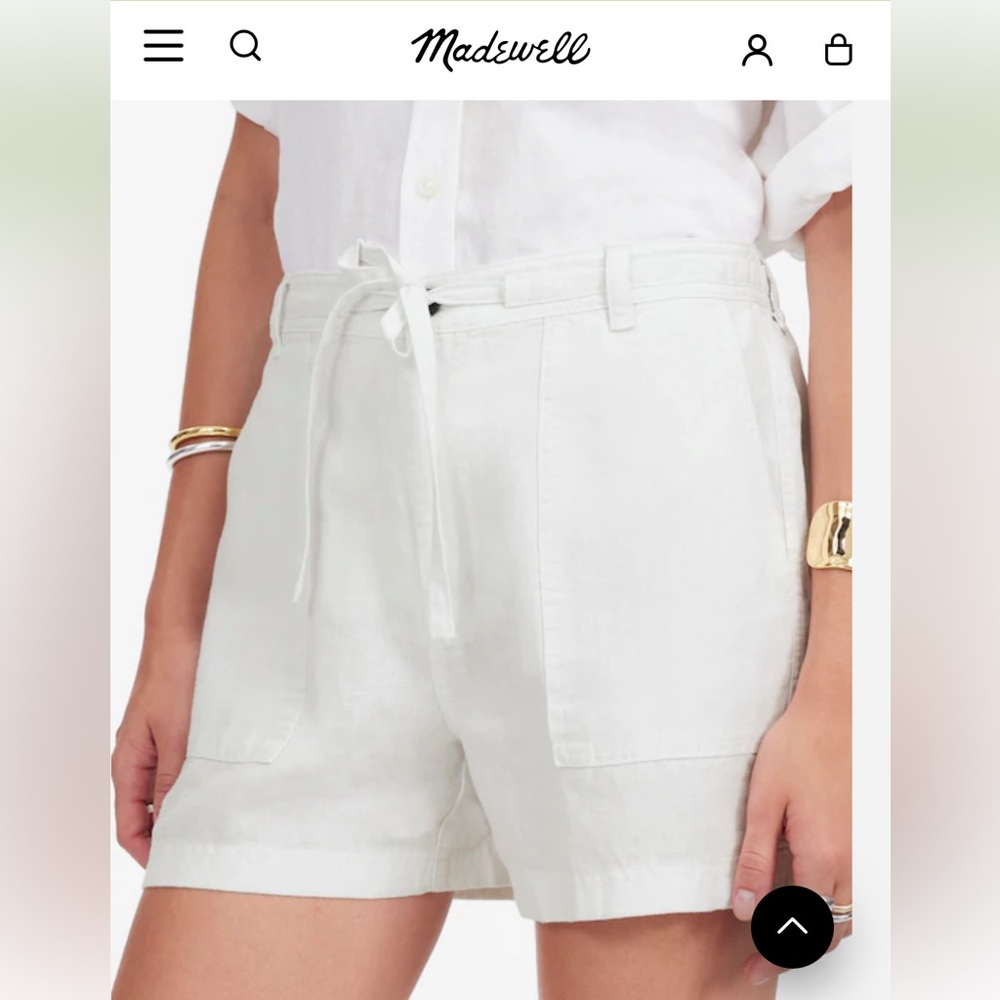 Madewell White Drawstring Linen Bermuda Shorts